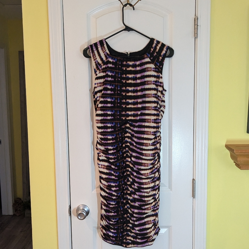 Taylor Purple and Black Striped Mini Dress